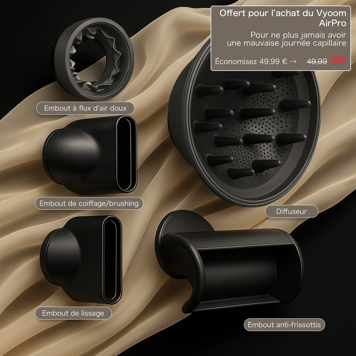 5 embouts de coiffage (Sèche-cheveux Vyoom AirPro)