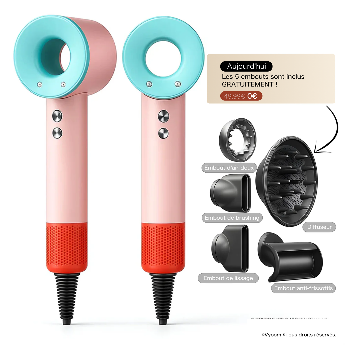 Vyoom AirPro - Sèche-cheveux haute performance (5 en 1)